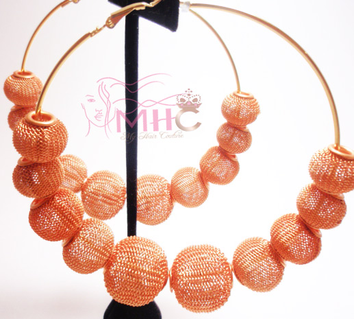Couture Earrings Orange Mesh Hoop